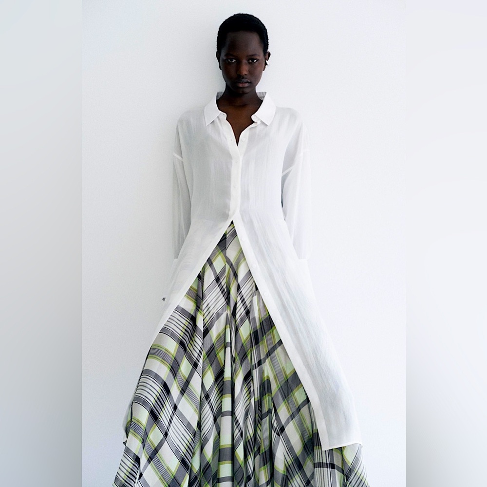 ZARA ZW Collection Printed MIDI Skirt